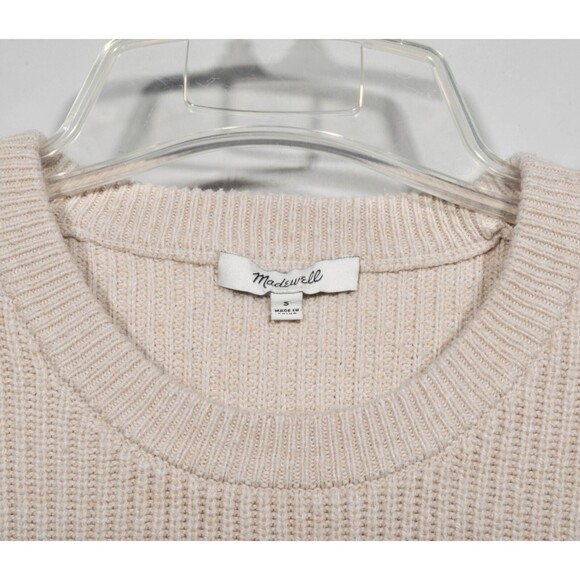 Madewell AA782 Oatmeal Cotton Knit Boxy Thompson Pocket Pullover Sweater Sz S - Picture 3 of 5